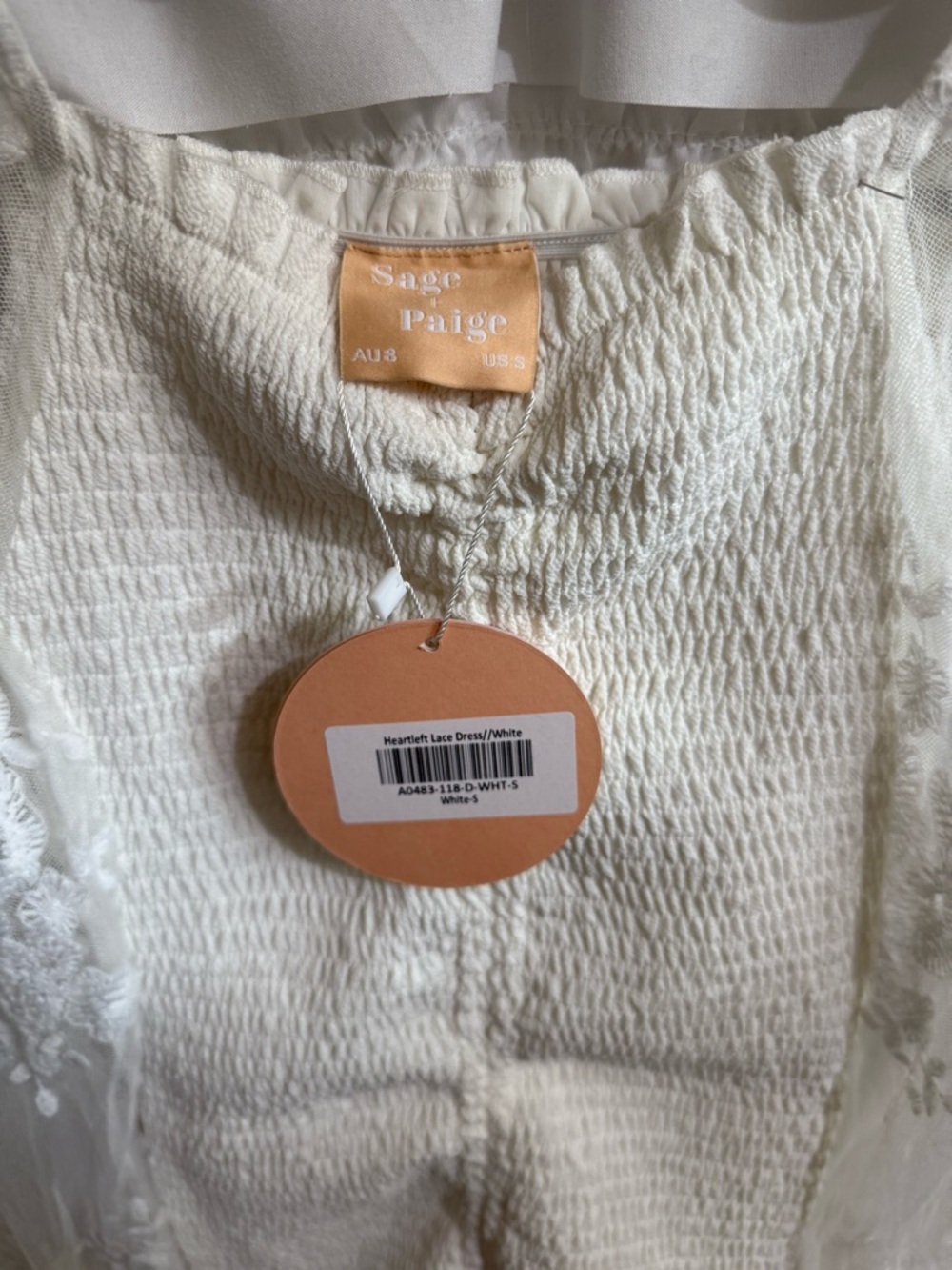 White Puff-Sleeve Ruched Mini Dress - Picture 6 of 10